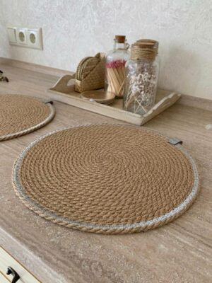 Салфетка с окантовкой для сервировки стола из джута