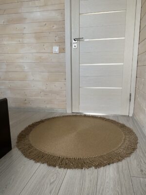 Ковёр из джута с бахромой, круг