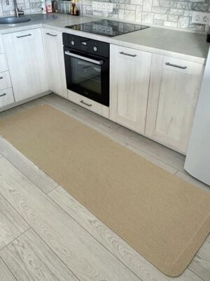 Ковёр дорожка из джута, молочный