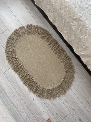 Ковёр из джута с бахромой, овал